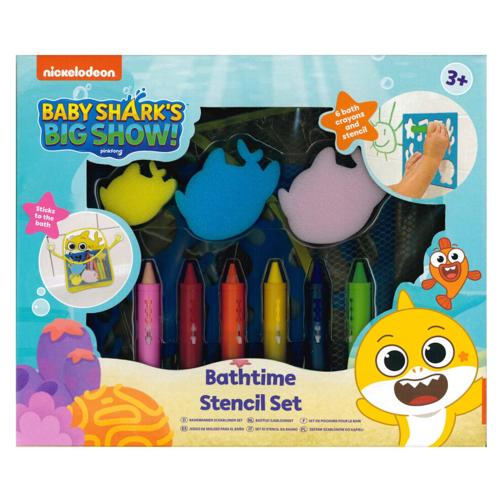 Nickelodeon Baby Shark Big Show Bath Time Crayon Stencil Drawing Set Pre-School Children