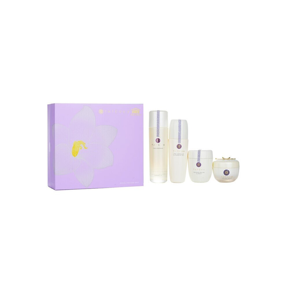 Tatcha Ritual For Firm Skin Set: Camellia Cleansing Oil 150Ml + Essence 150Ml + Silk Cream 50Ml + Rice Polish 60G 4Pcs