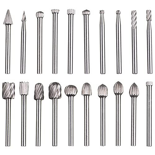 HPMAISON 20pcs Head Tungsten Carbide HSS Rotary Burr Set Wood Carving Drill Bits Set with 3mm Shank Cutter Compatible for Dremel Rotary Tools DIY on OnBuy
