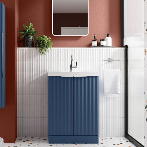 Regis Fluted Freestanding Blue Vanity Unit - 600mm