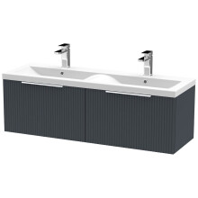 Regis Fluted Wall Hung Anthracite Double Vanity Unit - 1200mm
