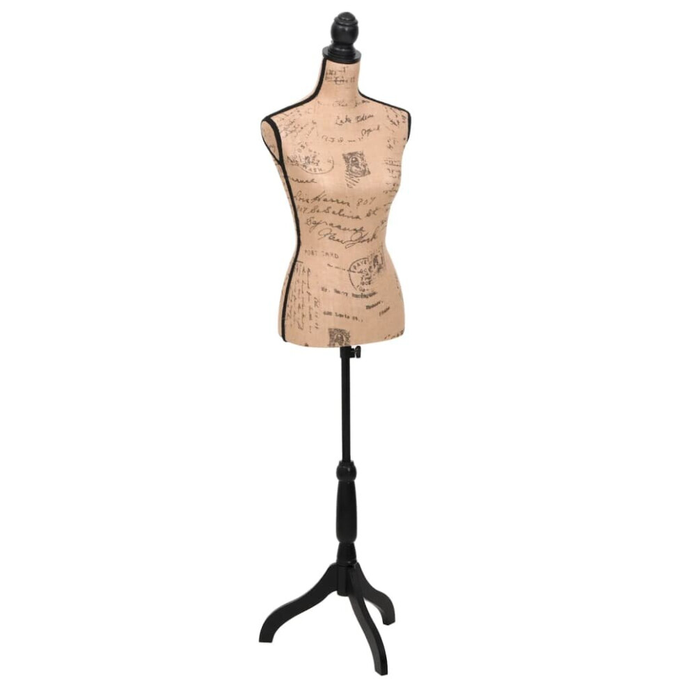 vidaXL Ladies Bust Display Bust Brown Black Jute Female Mannequin Display