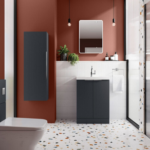 Regis Fluted Freestanding Anthracite Vanity Unit - 600mm 1