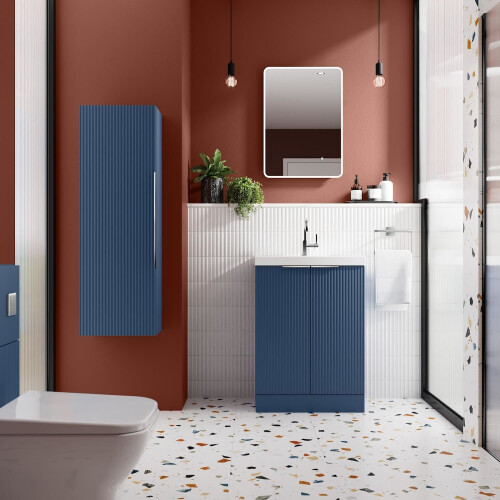 Regis Fluted Freestanding Blue Vanity Unit - 600mm 1