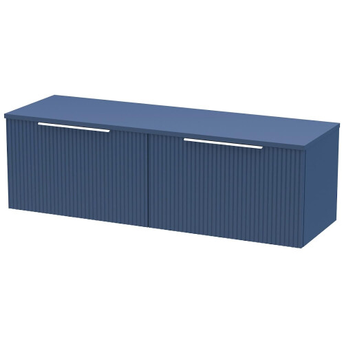 Regis Fluted Wall Hung Blue Countertop Vanity Unit - 1200mm