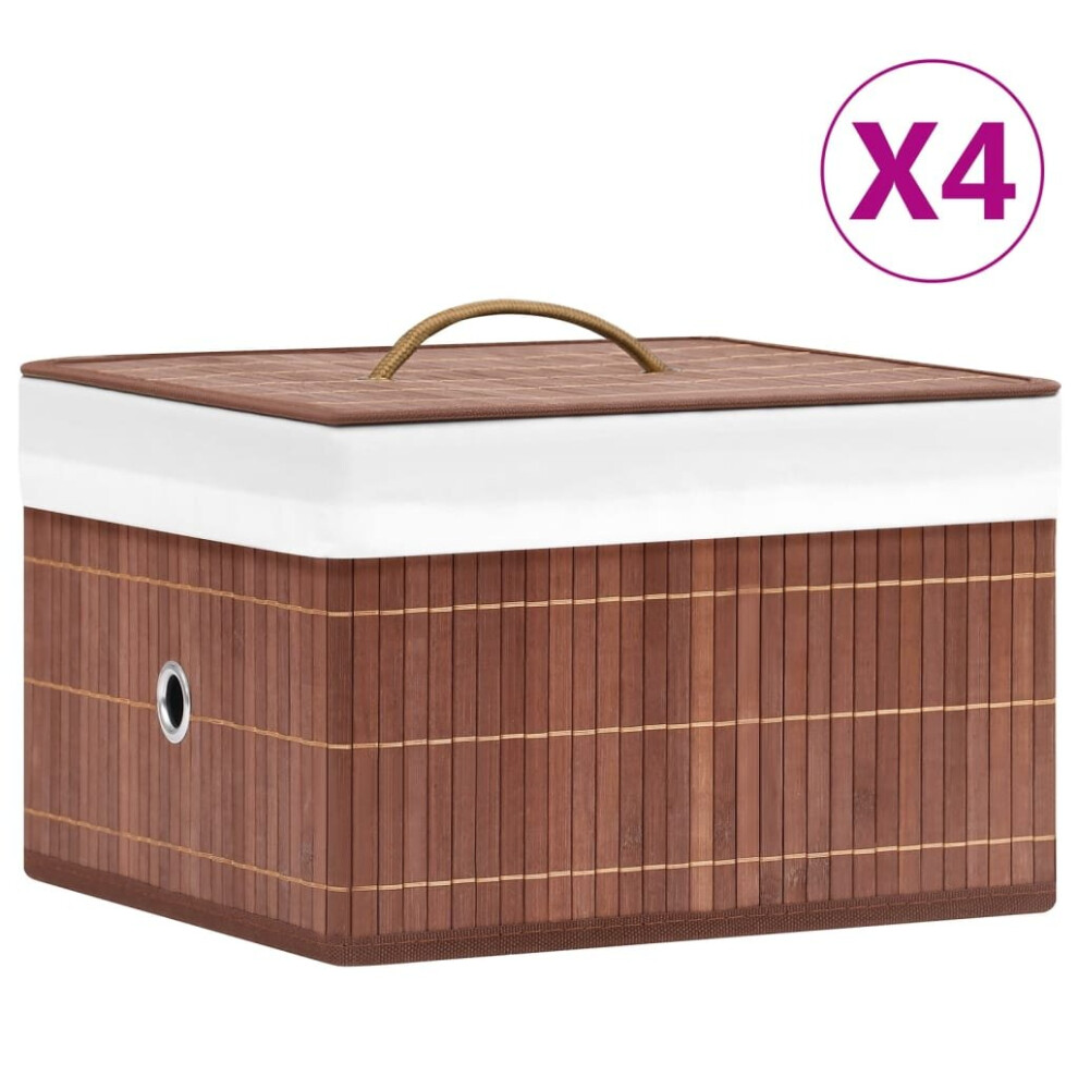 Vidaxl Brown 4X Bamboo Storage Boxes Shelf Basket Chest Household Organisation