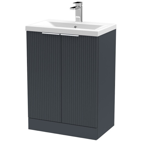Regis Fluted Freestanding Anthracite Vanity Unit - 600mm 2