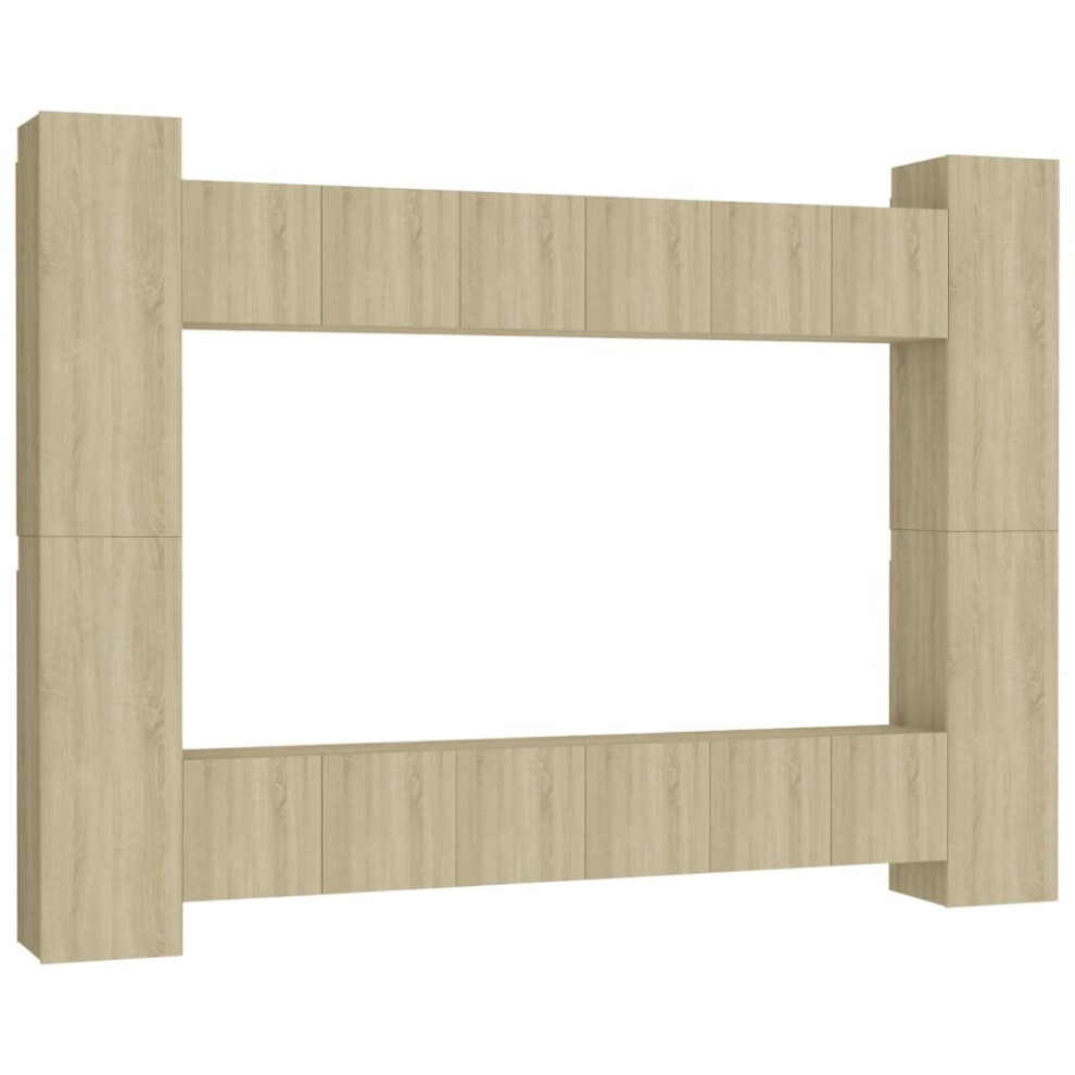 vidaXL TV Cabinet Set 10 Piece Sonoma Oak Engineered Wood Furniture TV Stand