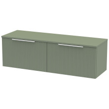 Regis Fluted Wall Hung Green Countertop Vanity Unit - 1200mm