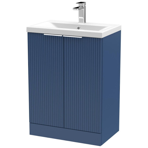 Regis Fluted Freestanding Blue Vanity Unit - 600mm 2