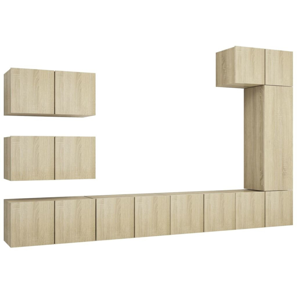 vidaXL TV Cabinet Set 8 Piece Sonoma Oak Engineered Wood Hanging TV Cabinet