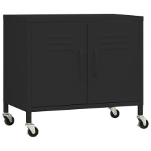 vidaXL Black Steel Storage Cabinet with Adjustable Shelf, Wheels & Brakes (336268) - 60x35x56 cm, 70 kg total capacity