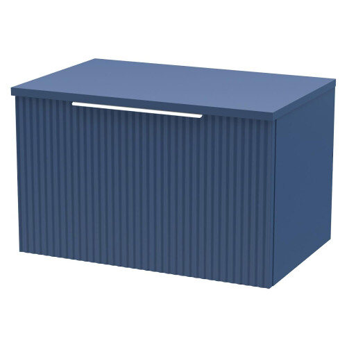Regis Fluted Wall Hung Blue Countertop Vanity Unit - 600mm