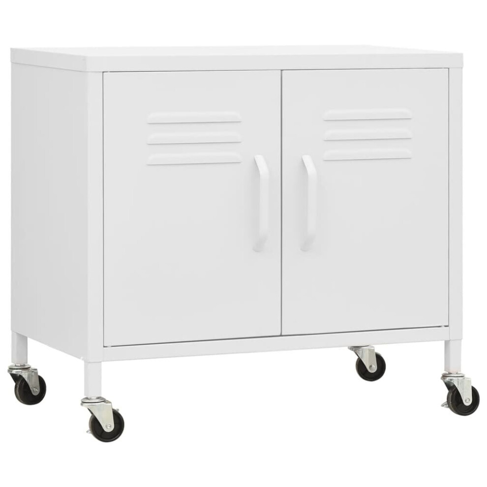 vidaXL Storage Cabinet White Steel Home Sideboard Cupboard Display Cabinet