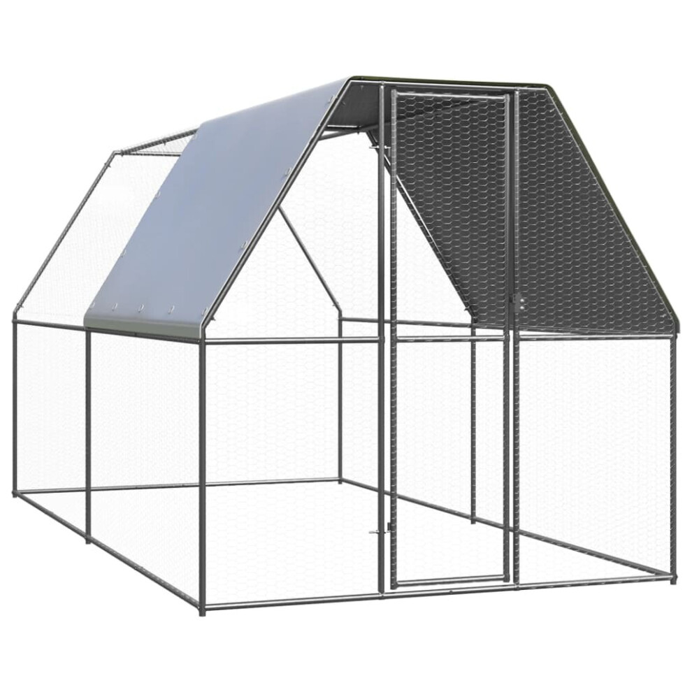 Vidaxl Outdoor Chicken Cage Galvanised Steel Patio Chicken Hen House Coop Run