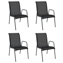 vidaXL Gartenstühle 4 Stk. Stahl und Textilene Schwarz