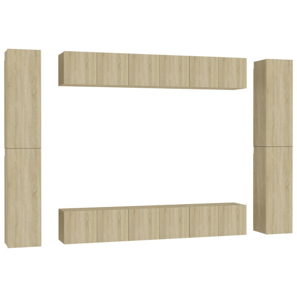 Vidaxl Tv Cabinet Set 10 Piece Sonoma Oak Engineered Wood Furniture Tv Stand