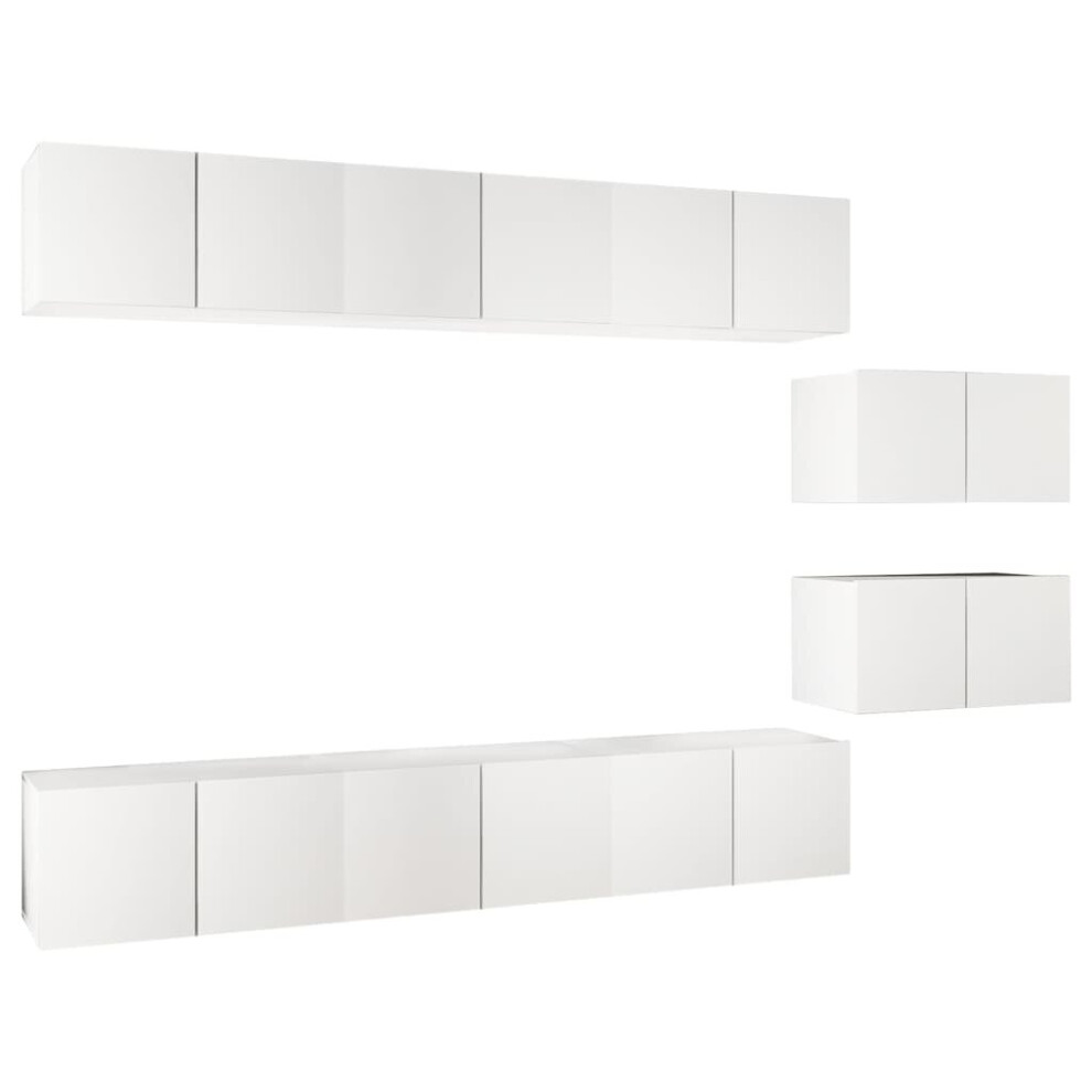 vidaXL 8x TV Cabinets White Chipboard Home Furniture TV Stand Cabinet Unit