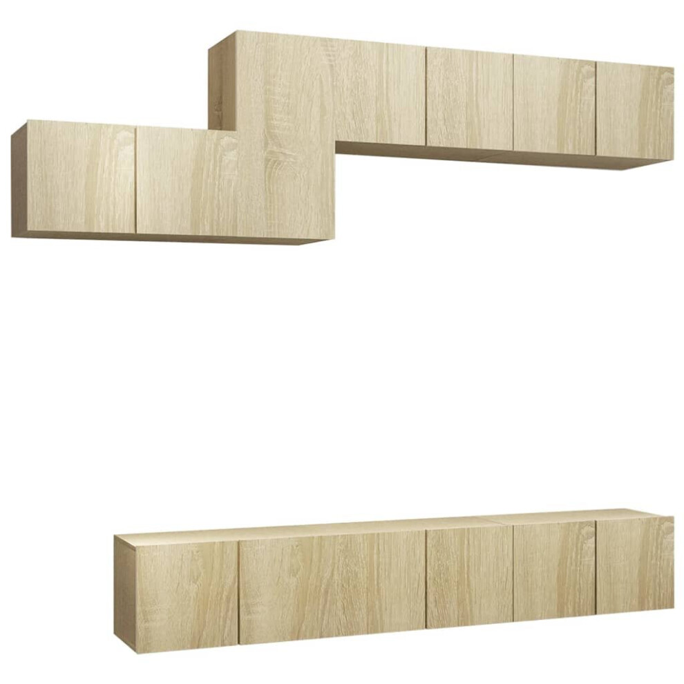 vidaXL TV Cabinet Set 7 Piece Sonoma Oak Engineered Wood Hanging TV Stand