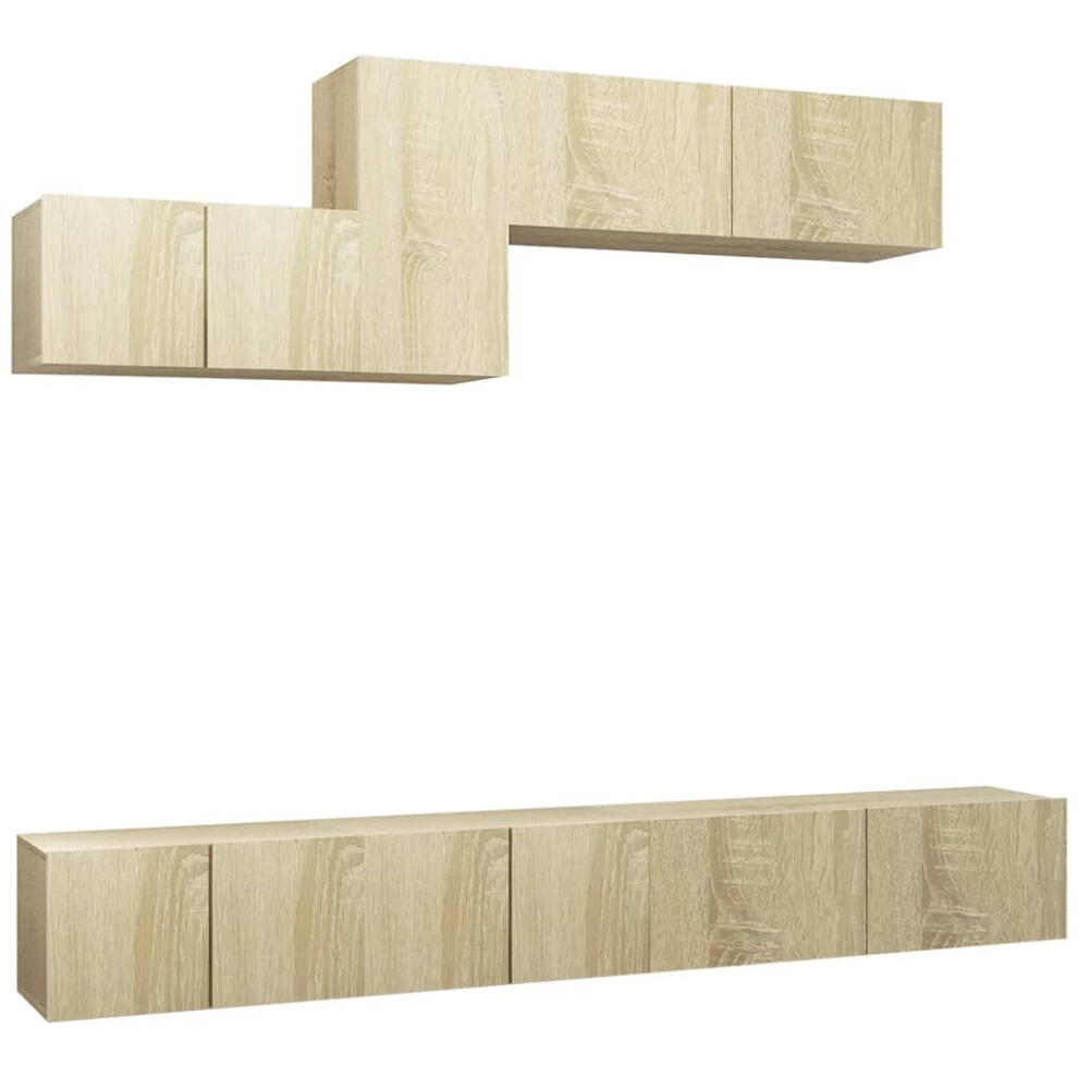 vidaXL TV Cabinet Set 6 Piece Sonoma Oak Engineered Wood Hanging TV Stand
