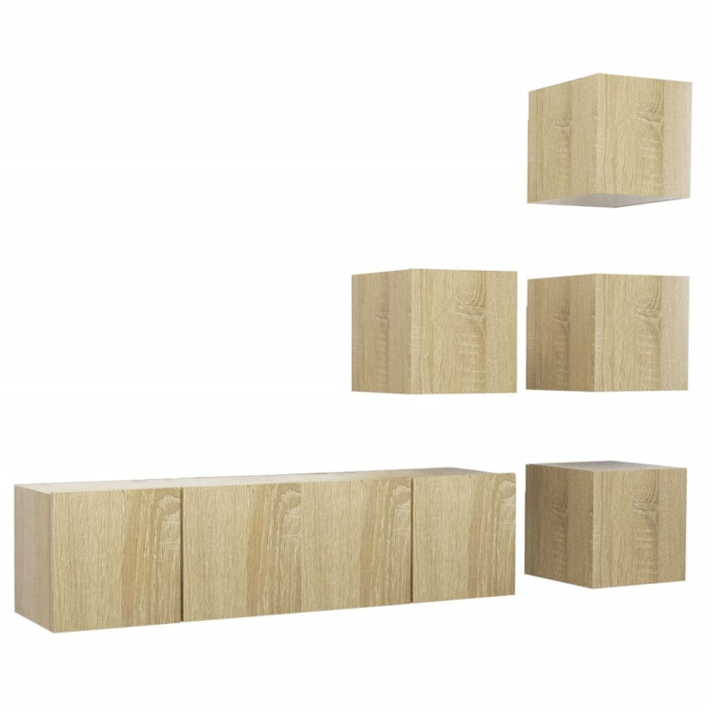 Vidaxl Tv Cabinet Set 6 Piece Sonoma Oak Chipboard Furniture Tv Stand Cabinet