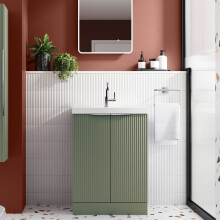 Regis Fluted Freestanding Green Vanity Unit - 600mm
