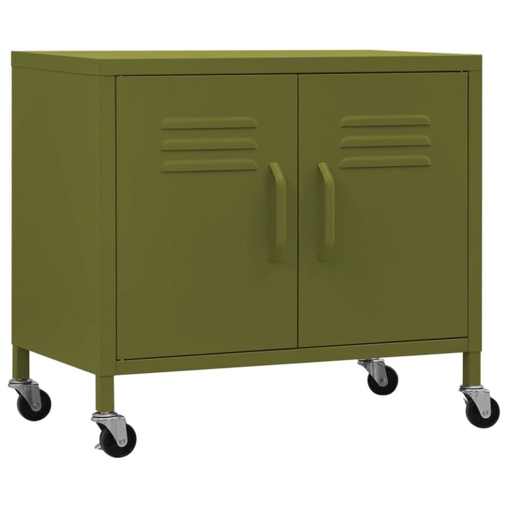 vidaXL Storage Cabinet Olive Green Steel Sideboard Cupboard Display Cabinet