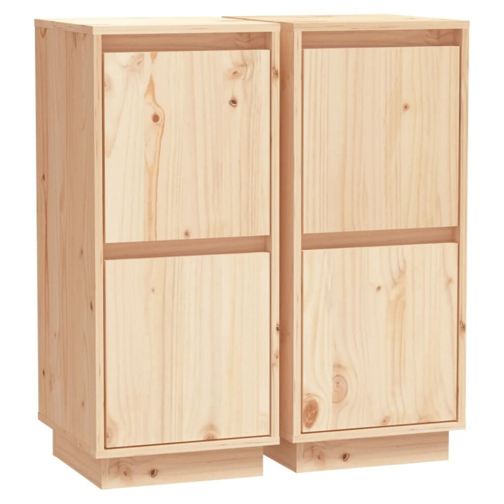 Vidaxl (Brown, 2) 1/2X Solid Wood Pine Sideboard Side Storage Door Cabinet Multi Colours