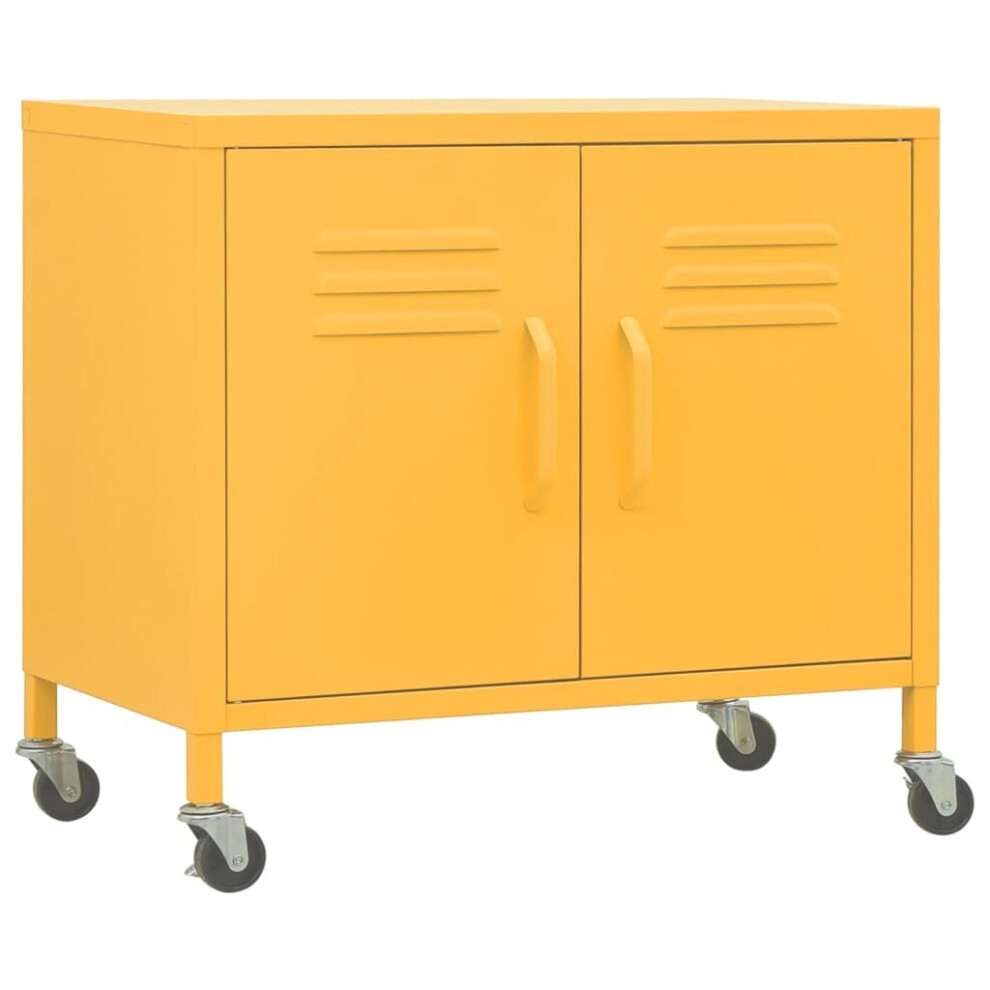 vidaXL Storage Cabinet Mustard Yellow Steel Sideboard Cupboard Display Cabinet