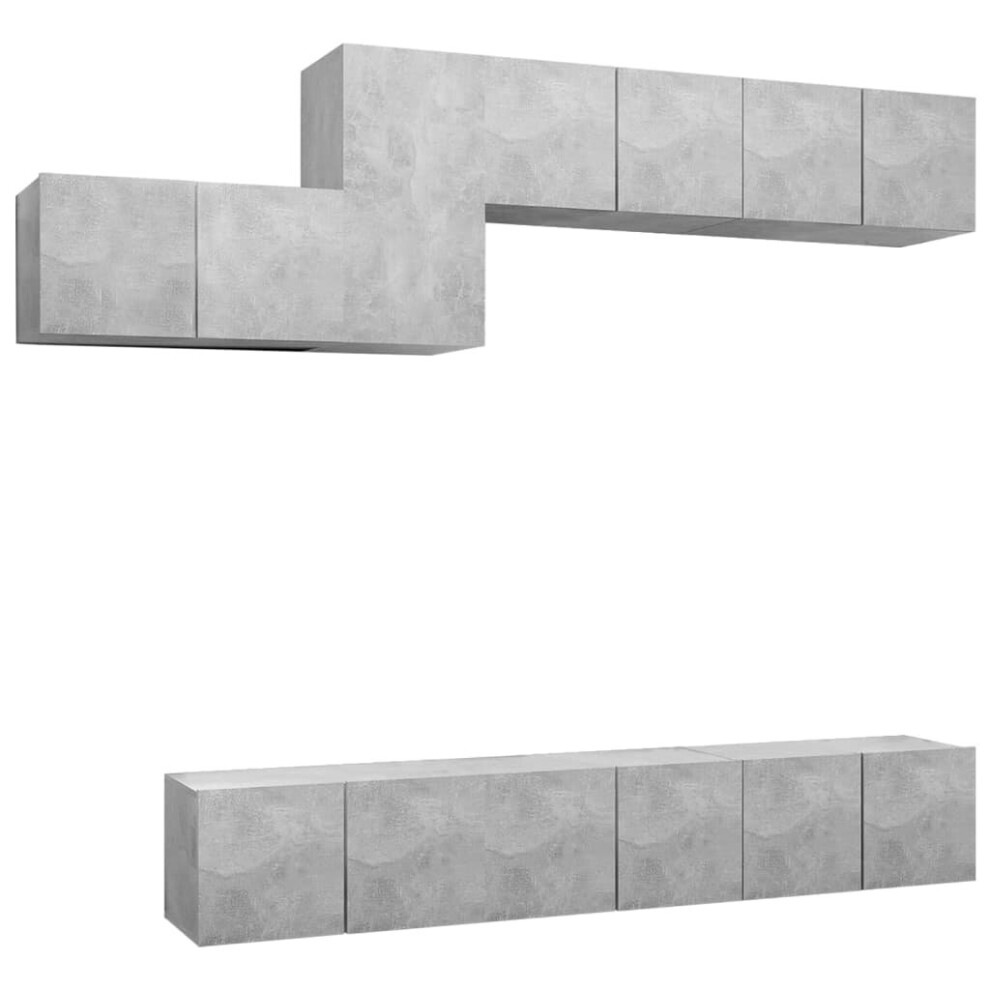 vidaXL TV Cabinet Set 7 Piece Concrete Grey Engineered Wood Hanging TV Unit