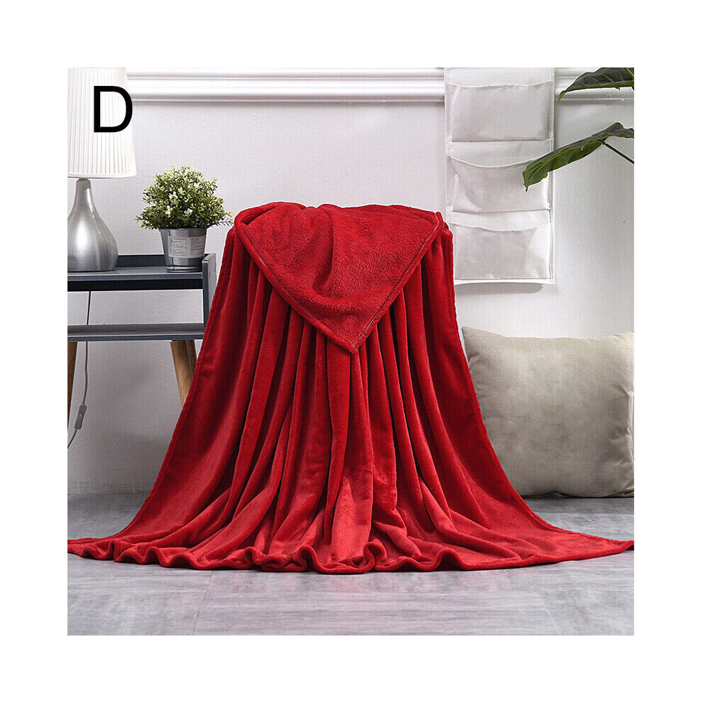 (Red, 180x200cm) Coral Fleece Blanket Soft Luxury Warm Home Sofa Bed Throw Living Room