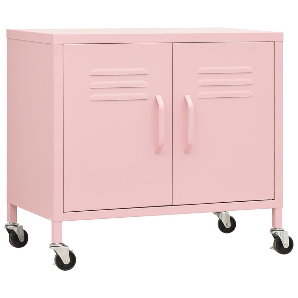 vidaXL Storage Cabinet Pink Steel Home Sideboard Cupboard Display Cabinet