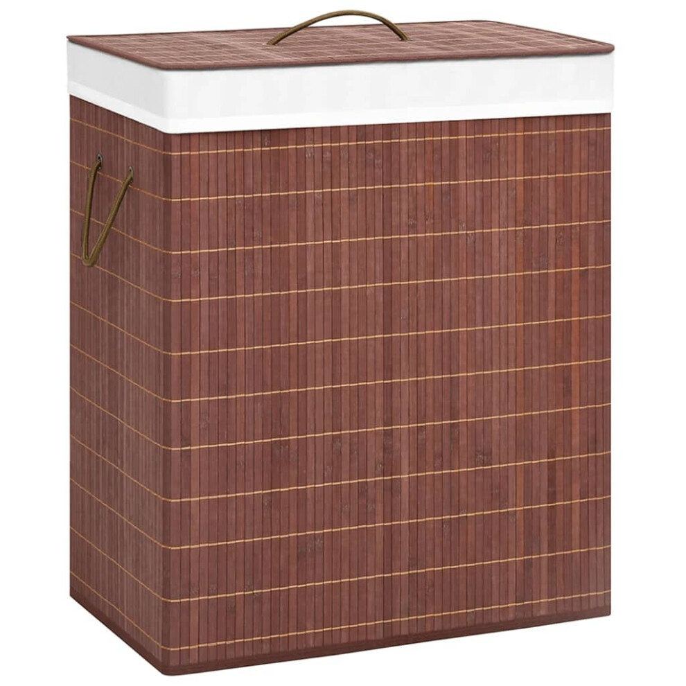 Vidaxl Bamboo Laundry Basket 100L Washing Clothes Hamper Storage Bin Brown