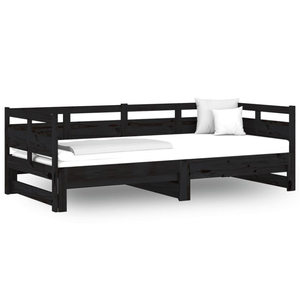 (black, 80 x 200 cm) vidaXL Solid Wood Pine Pull-out Day Bed Wooden Sofa Bed Multi Colours/Sizes