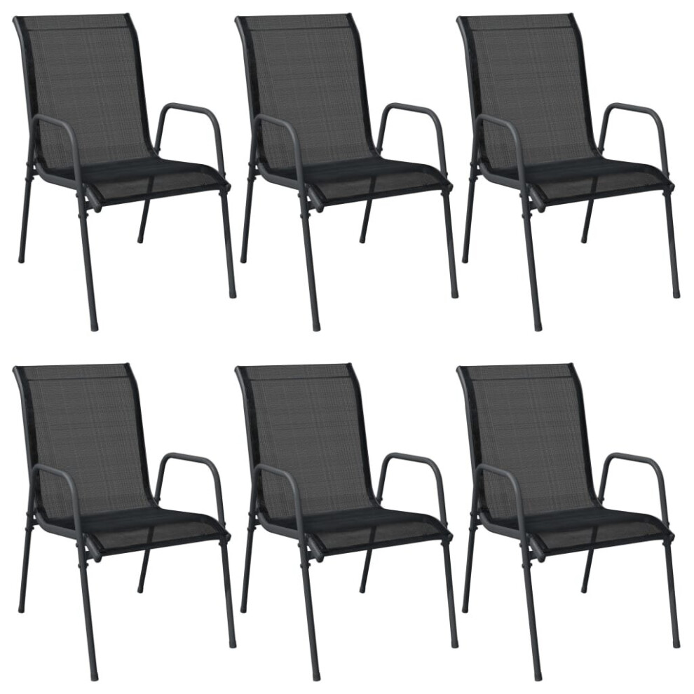 Vidaxl (6) Garden Chairs Dining Chair Outdoor Chair Steel And Textilene Black