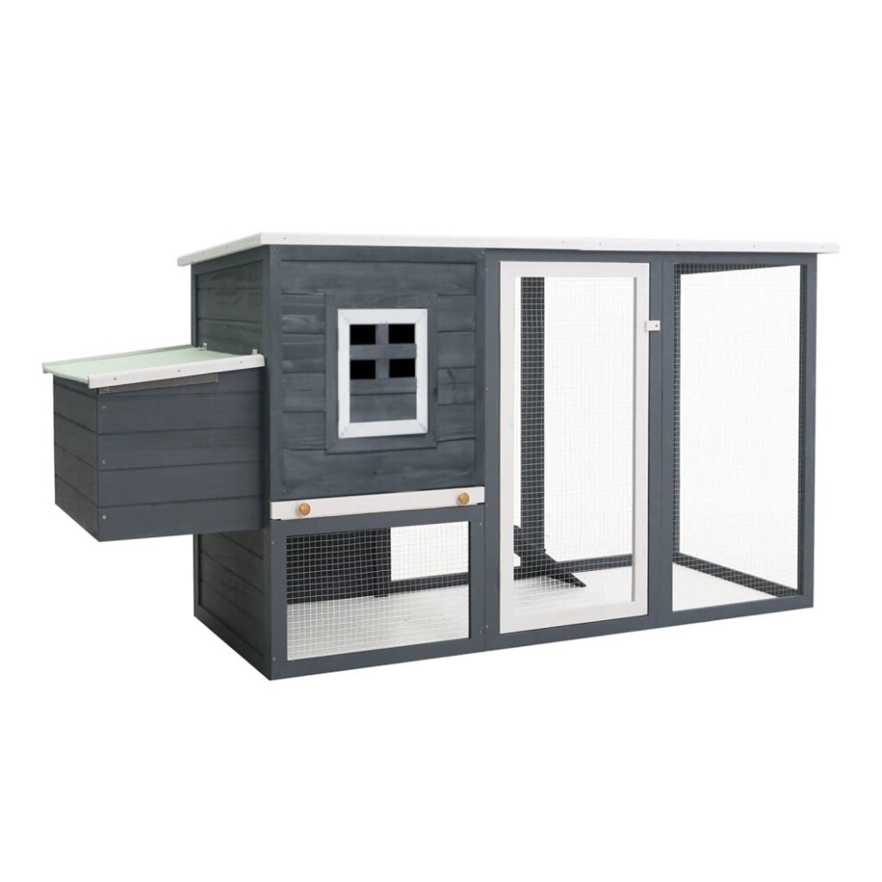 vidaXL Outdoor Chicken Cage Hen House with 1 Egg Cage Grey Wood Habitat Cage