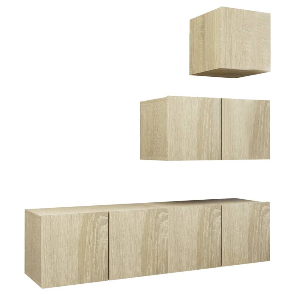vidaXL TV Cabinet Set 4 Piece Sonoma Oak Engineered Wood Home TV Unit Stand