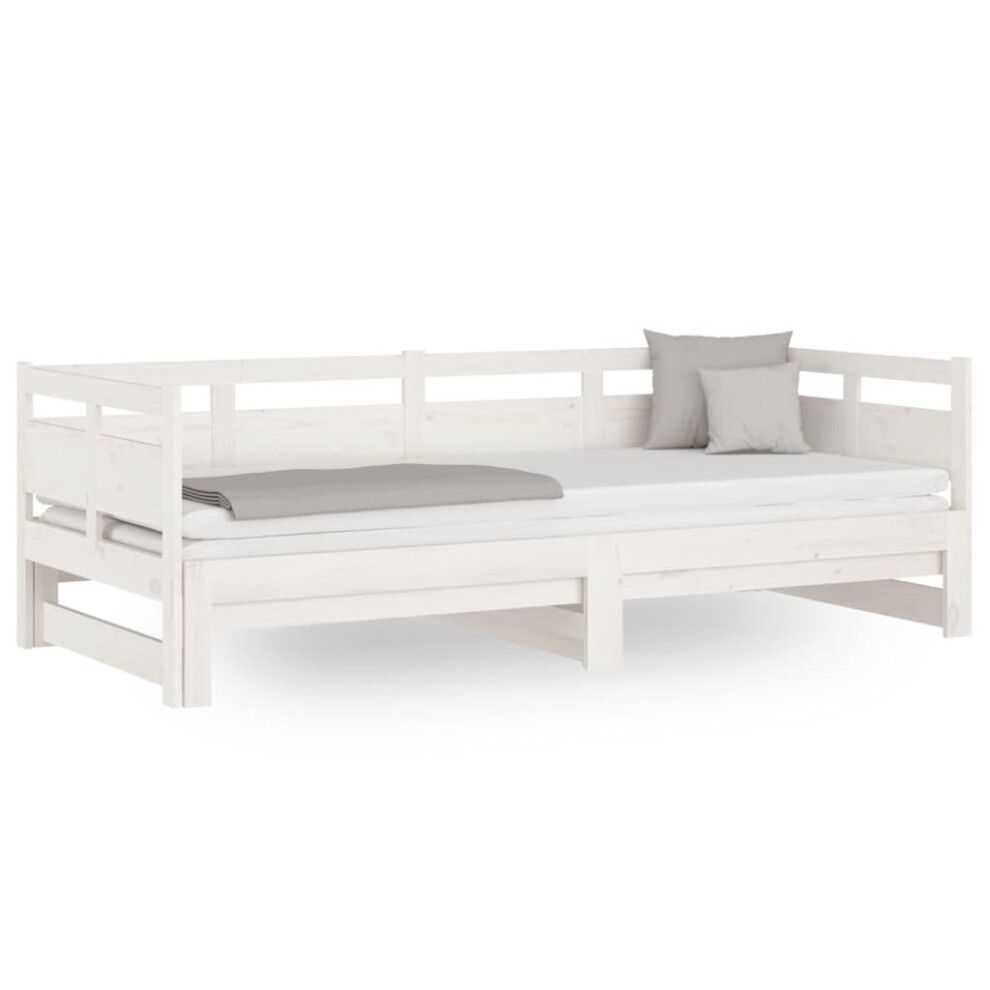 Vidaxl (White, 80 X 200 Cm) Solid Wood Pine Pull-Out Day Bed Wooden Sofa Bed Multi Colours/Sizes