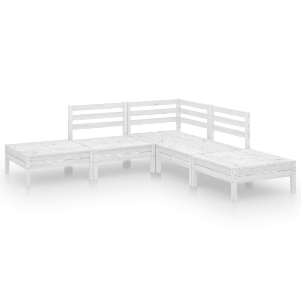 vidaXL Garden Lounge Set Outdoor Sofa Set Couch 5 Piece Solid Pinewood White