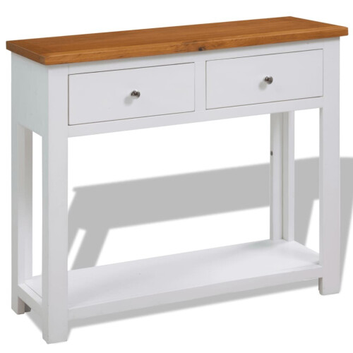 VidaXL vidaXL Solid Oak Wood Console Table 83cm Hallway Display Desk Stand Sideboard