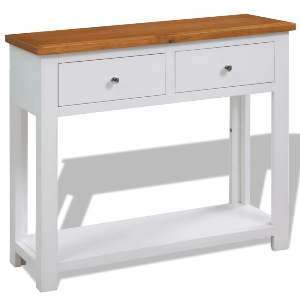 vidaXL Solid Oak Wood Console Table 83cm Hallway Display Desk Stand Sideboard