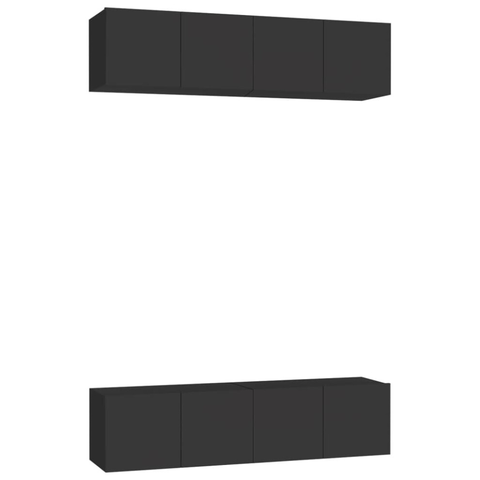 vidaXL 4x TV Cabinets Black Chipboard Home Furniture TV Stand Cabinet Set