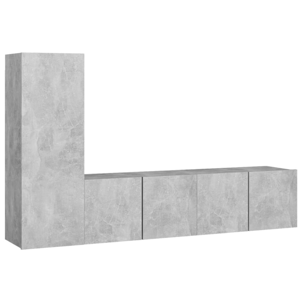 vidaXL TV Cabinet Set 3 Piece Concrete Grey Chipboard Living Room Furniture