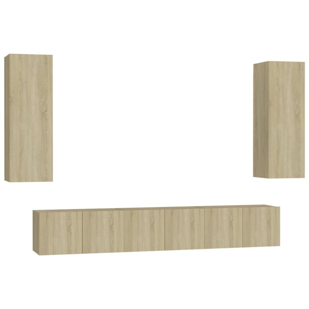 vidaXL TV Cabinet Set 5 Piece Sonoma Oak Engineered Wood Furniture TV Stand