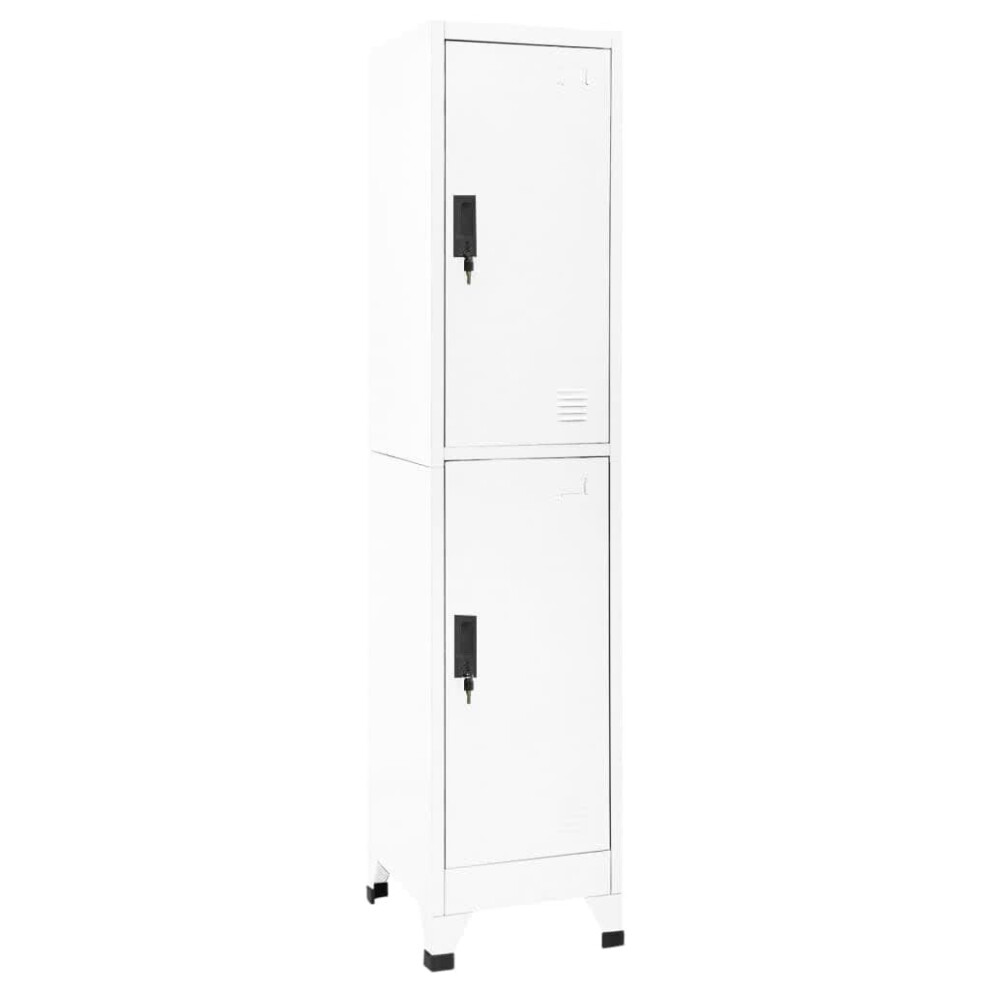 vidaXL Locker Cabinet White 45 cm Steel Storage Home Office Cabinet Furniture