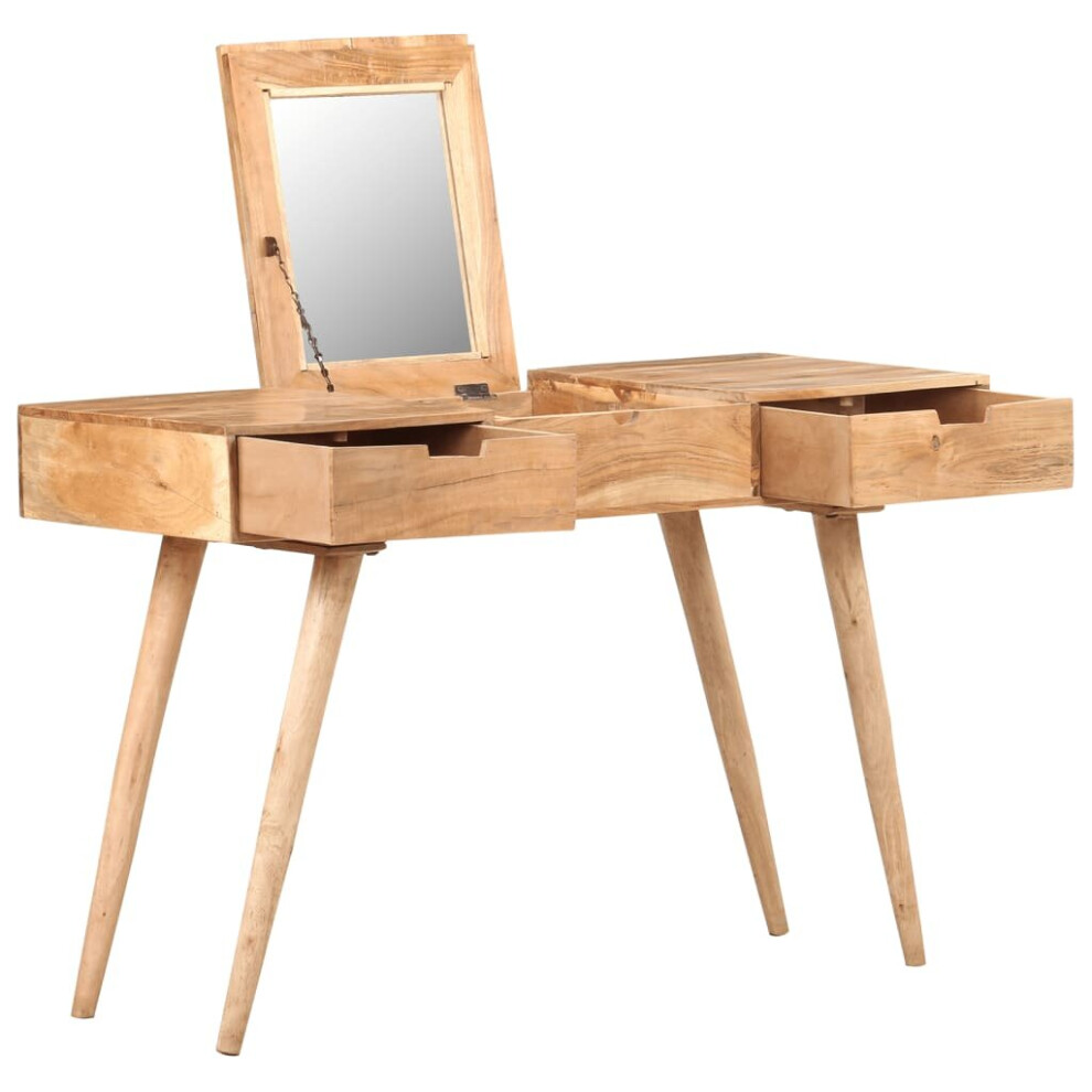 vidaXL Solid Wood Acacia Dressing Table with Mirror Make Up Cosmetic Desk