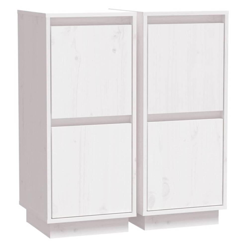 Vidaxl (White, 2) 1/2X Solid Wood Pine Sideboard Side Storage Door Cabinet Multi Colours