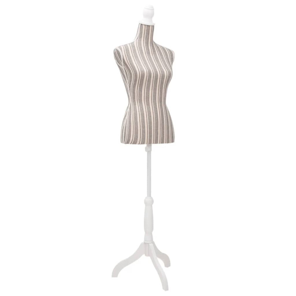 Vidaxl Ladies Bust Display Mannequin Linen With Stripes Dressmaker Cloth Model