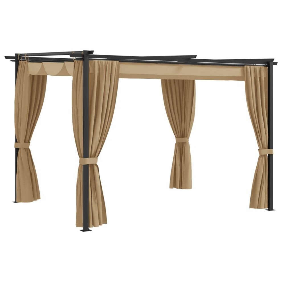 vidaXL Gazebo with Curtains Taupe Steel Garden Marquee Canopy Shelter Tent