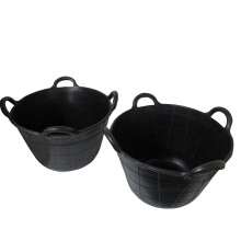 Rubber Feeding Bucket Flexi Tub 40L X2 (4 Handle Horse Animal Feed)
